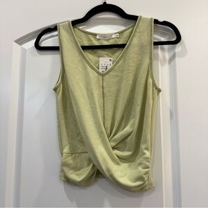 LUSH Women's Green Twist Front Top
